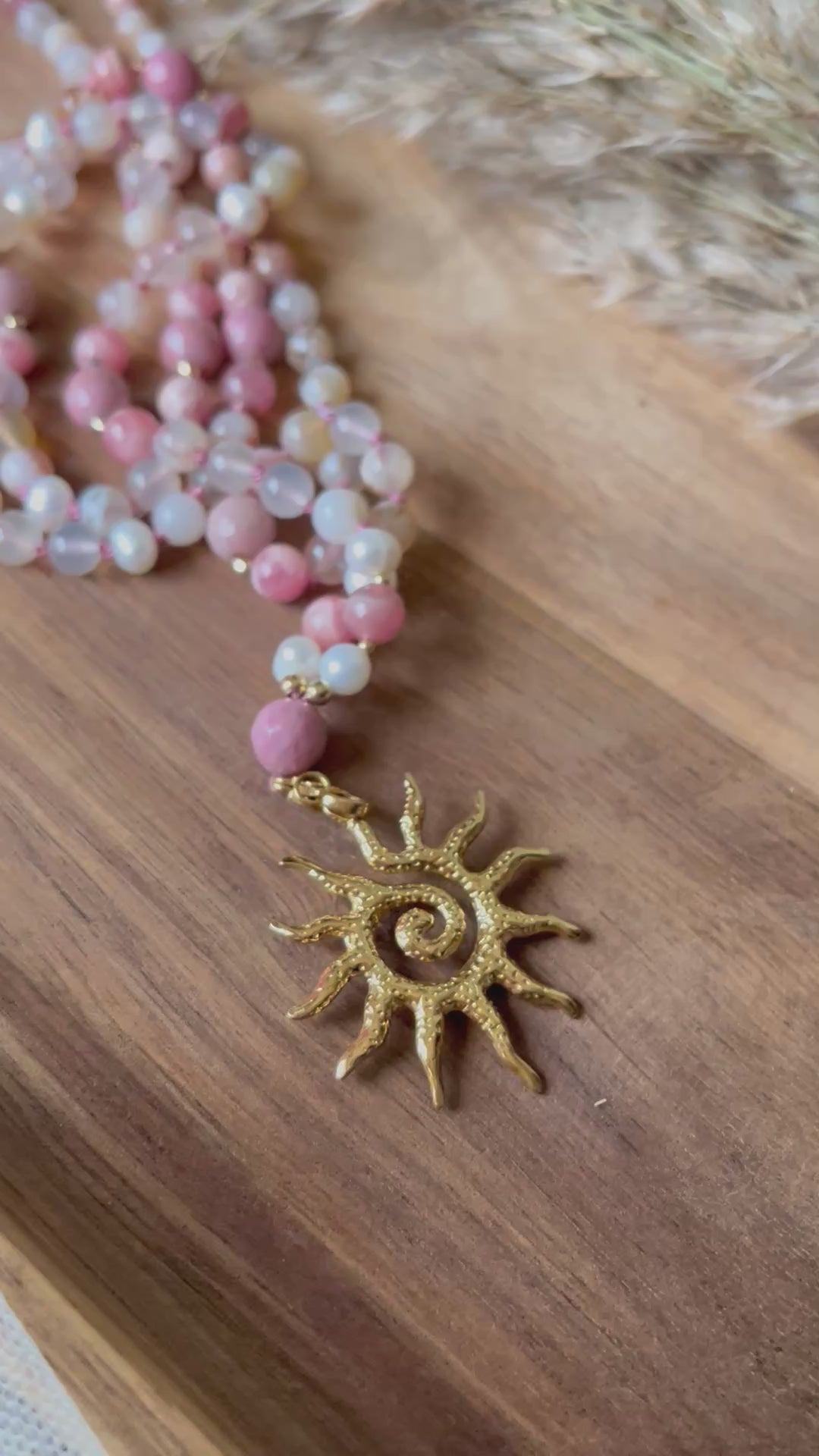 Mala « Souffle de Cerisier » AMOUR - GUÉRISON- DOUCEUR - Perles d’eau douce - Agate fleur de cerisier - Rhodochrosite