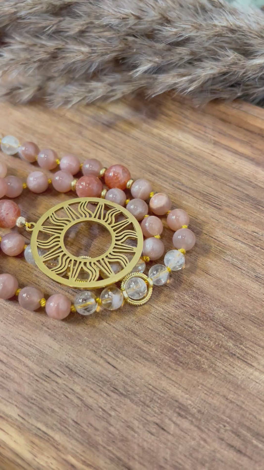 Mala « Lumière dorée » - RAYONNEMENT - VITALITÉ - ABONDANCE - Pierre de soleil - Citrine