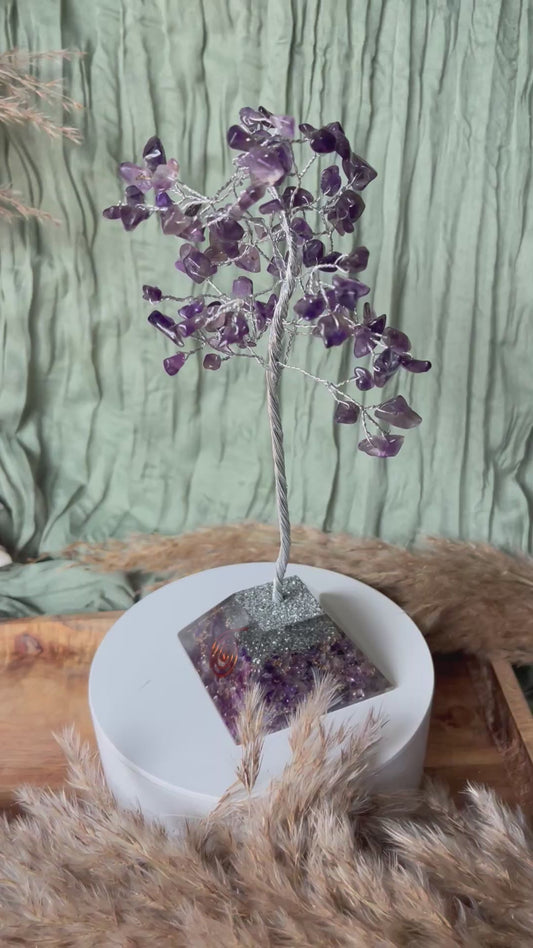 Arbre du bonheur & Orgonite - ÉNERGIE HARMONISANTE & SPIRITUELLE -Améthyste