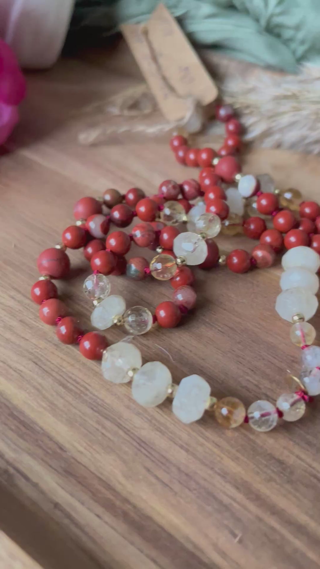 Mala « Souffle Vital » - ÉNERGIE - ANCRAGE - ÉLAN - Jaspe rouge - Citrine