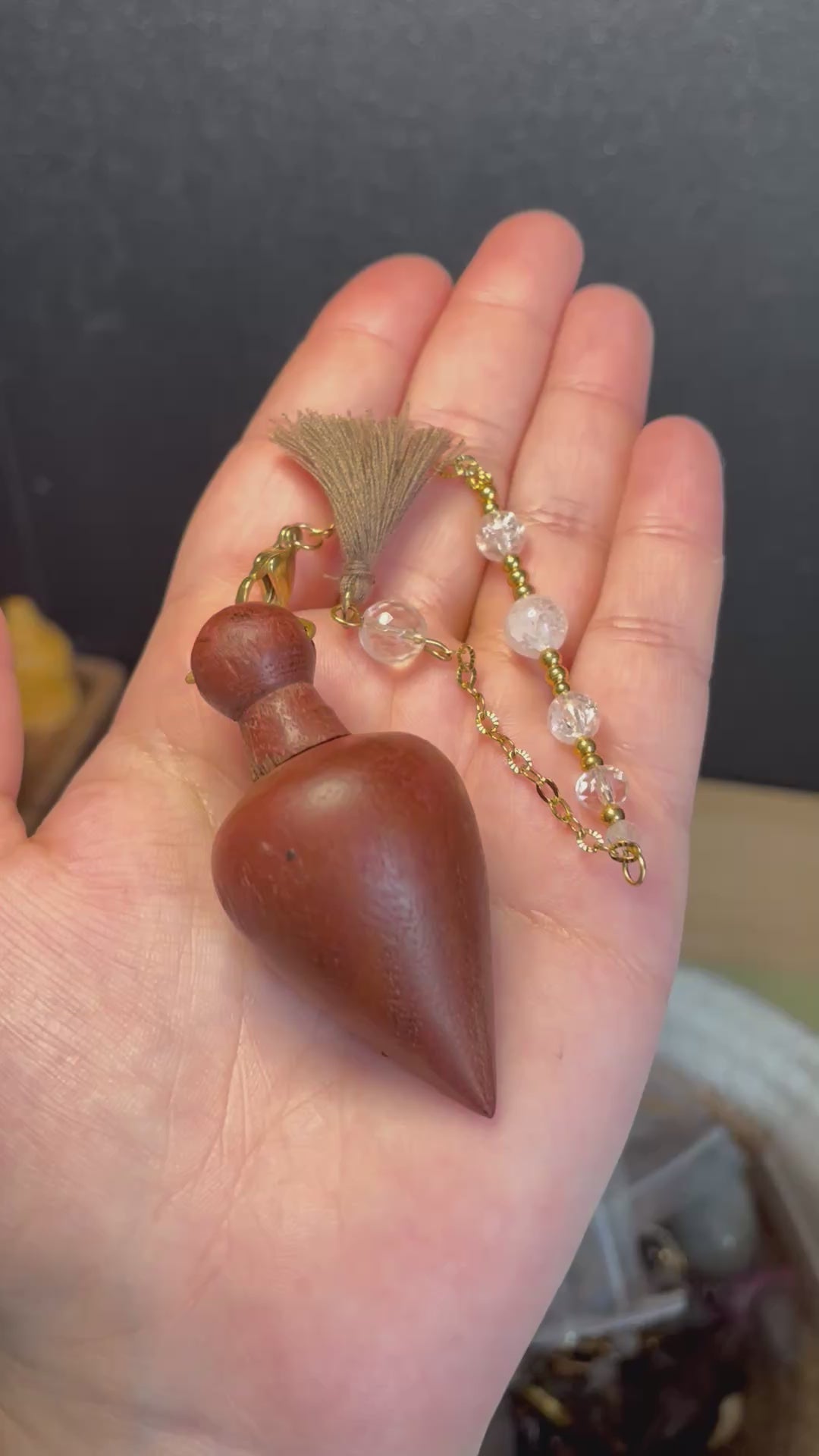 PENDULE - CRISTAL DE ROCHE - BOIS